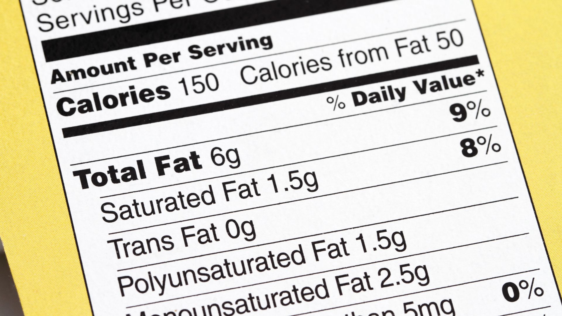 A FDA Nutrition Label on the side of a food box.