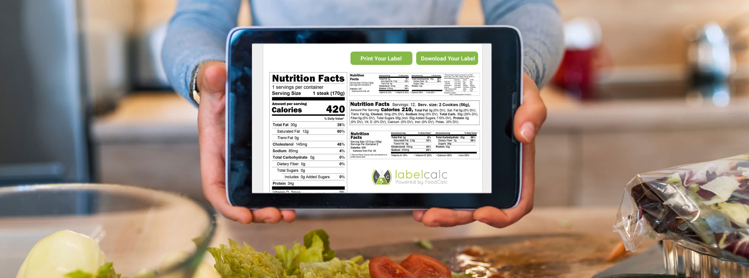 The LabelCalc software helps you create a nutrition facts panel for your food product