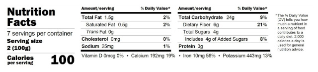 Nutrition Label Template Free from labelcalc.com